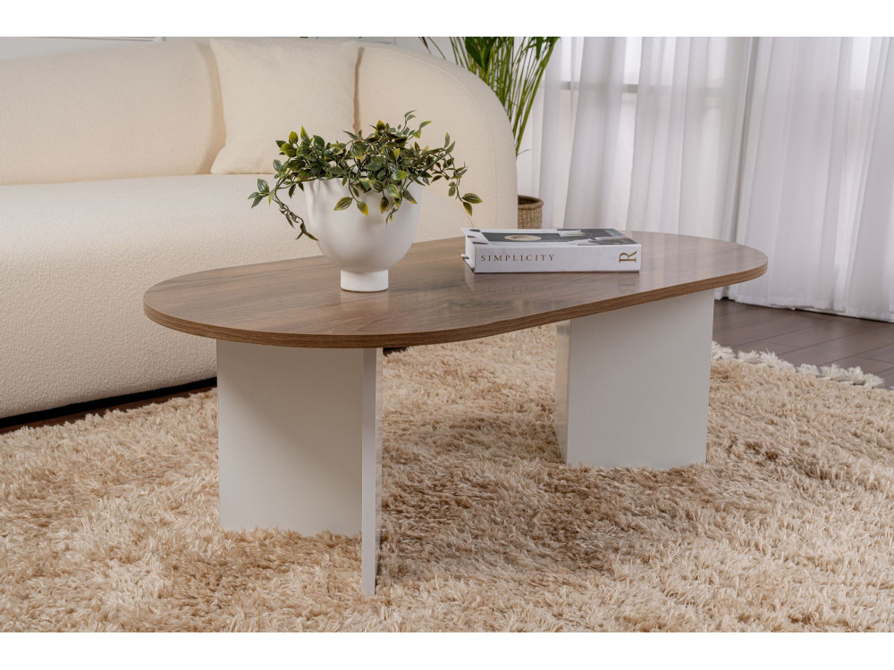 Couchtisch aus Holz „Sable“ – 60 x 119 x 40 cm – Weiß Nussbaum