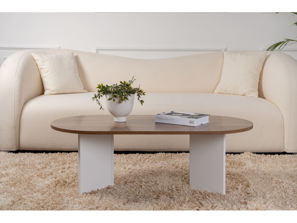 Couchtisch aus Holz „Sable“ – 60 x 119 x 40 cm – Weiß Nussbaum