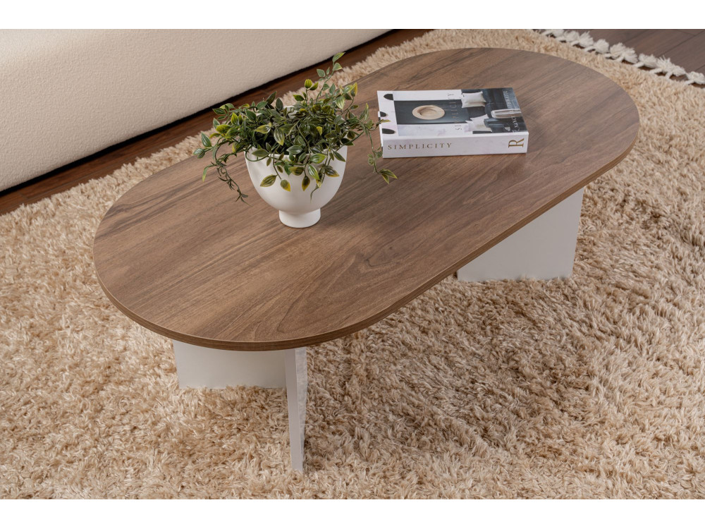 Couchtisch aus Holz „Sable“ – 60 x 119 x 40 cm – Weiß Nussbaum
