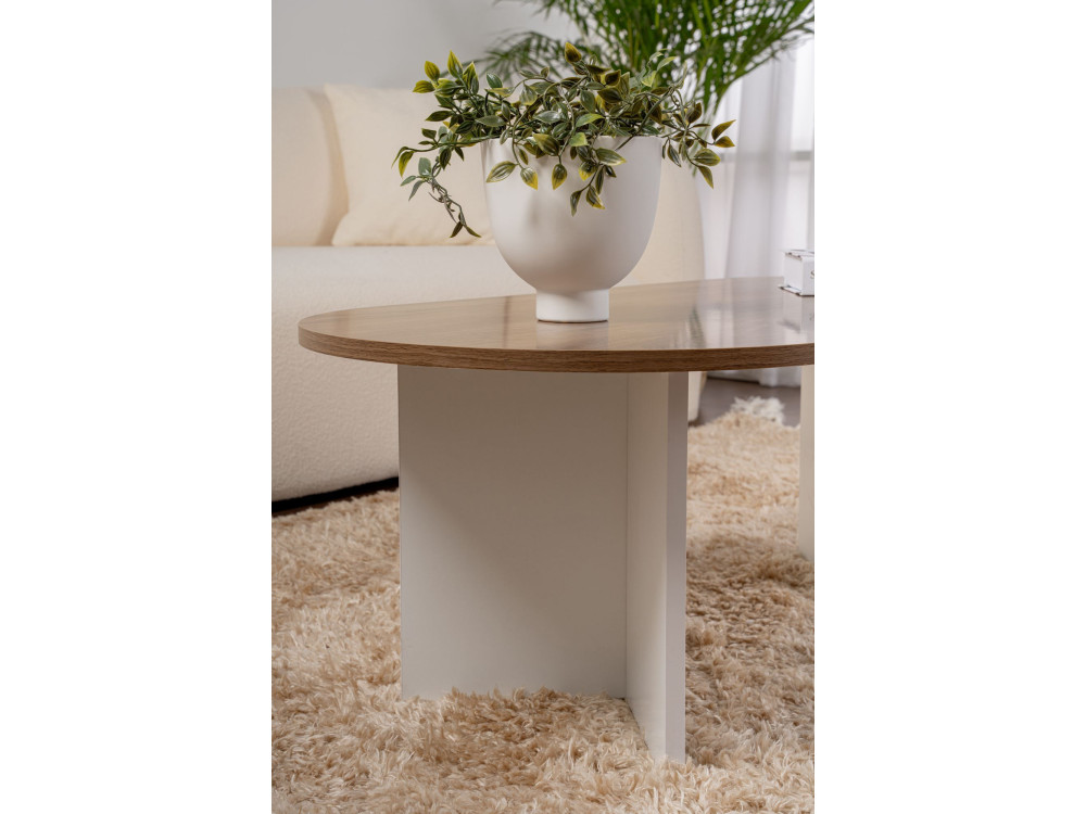 Couchtisch aus Holz „Sable“ – 60 x 119 x 40 cm – Weiß Nussbaum
