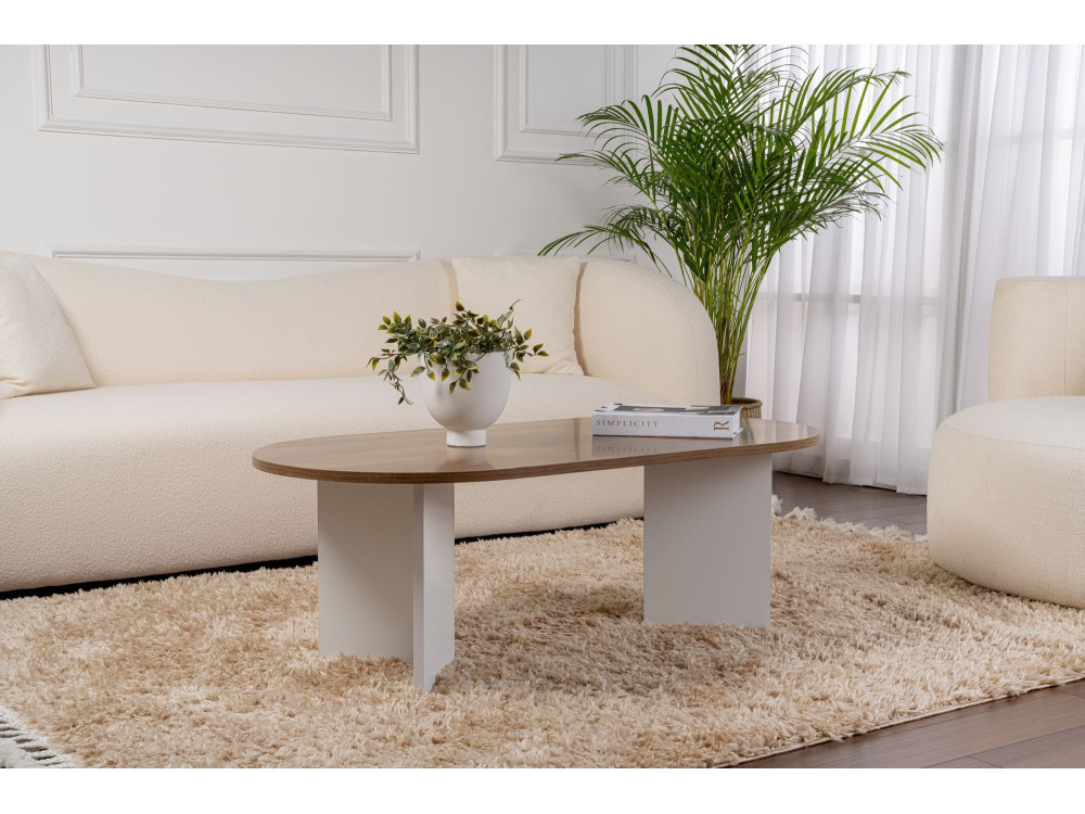 Couchtisch aus Holz „Sable“ – 60 x 119 x 40 cm – Weiß Nussbaum