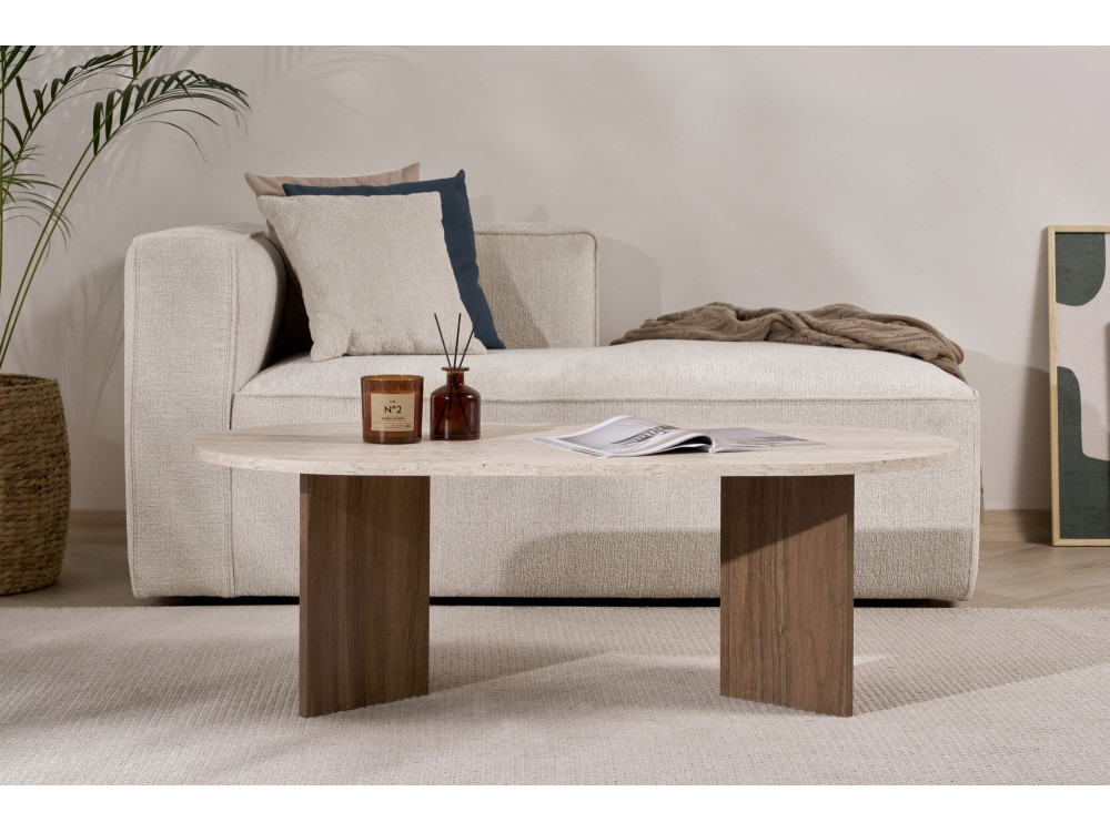 Couchtisch aus Holz "Sable" 119 x 60 x 40 cm - Travertin