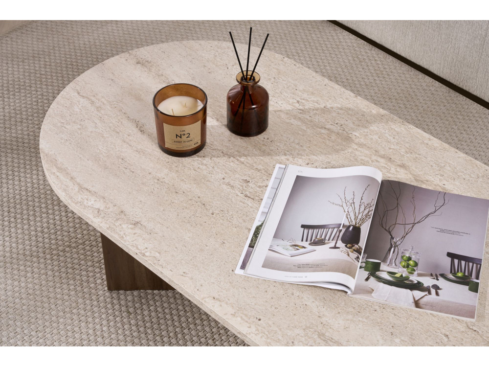 Couchtisch aus Holz "Sable" 119 x 60 x 40 cm - Travertin