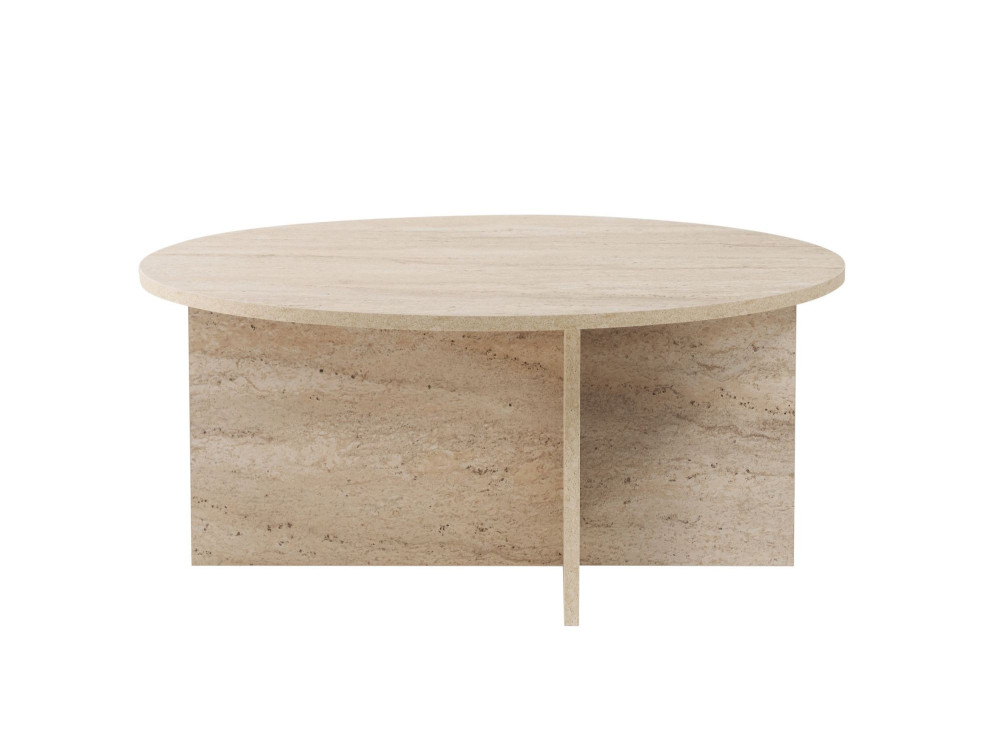 Couchtisch aus Holz „Soleil“ – 90 x 90 x 40 cm – Travertin