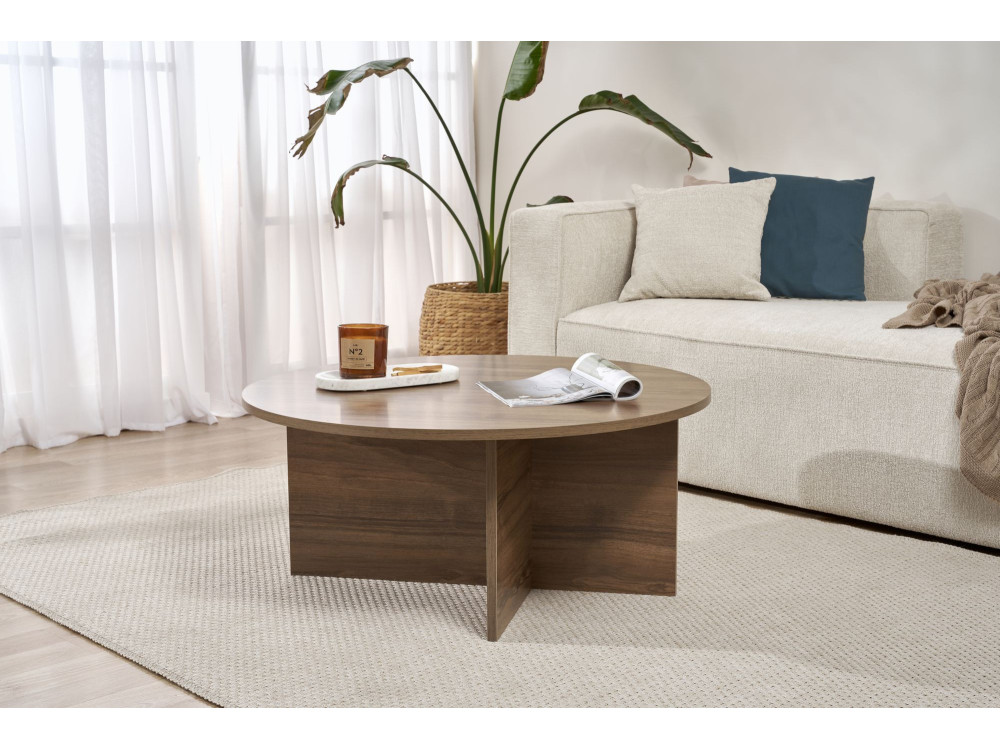 Couchtisch aus Holz „Soleil“ – 90 x 90 x 40 cm – Nussbaum