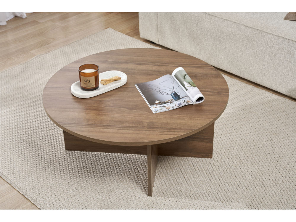 Couchtisch aus Holz „Soleil“ – 90 x 90 x 40 cm – Nussbaum