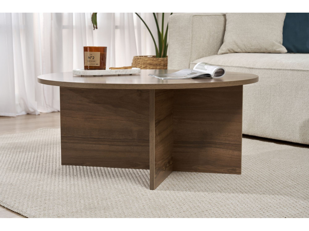Couchtisch aus Holz „Soleil“ – 90 x 90 x 40 cm – Nussbaum