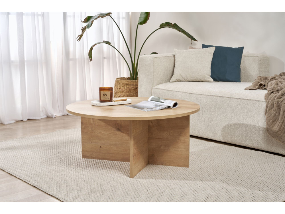 Couchtisch „Soleil“ aus Holz – 90 x 90 x 40 cm – Saphir-Eiche