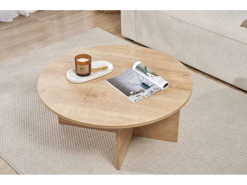Couchtisch „Soleil“ aus Holz – 90 x 90 x 40 cm – Saphir-Eiche
