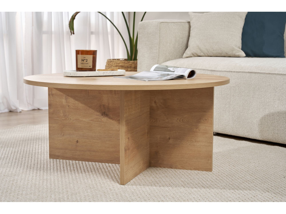 Couchtisch „Soleil“ aus Holz – 90 x 90 x 40 cm – Saphir-Eiche