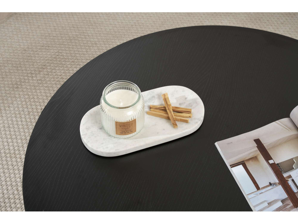 Couchtisch „Soleil“ aus Holz – 90 x 90 x 40 cm – Schwarzes Holz