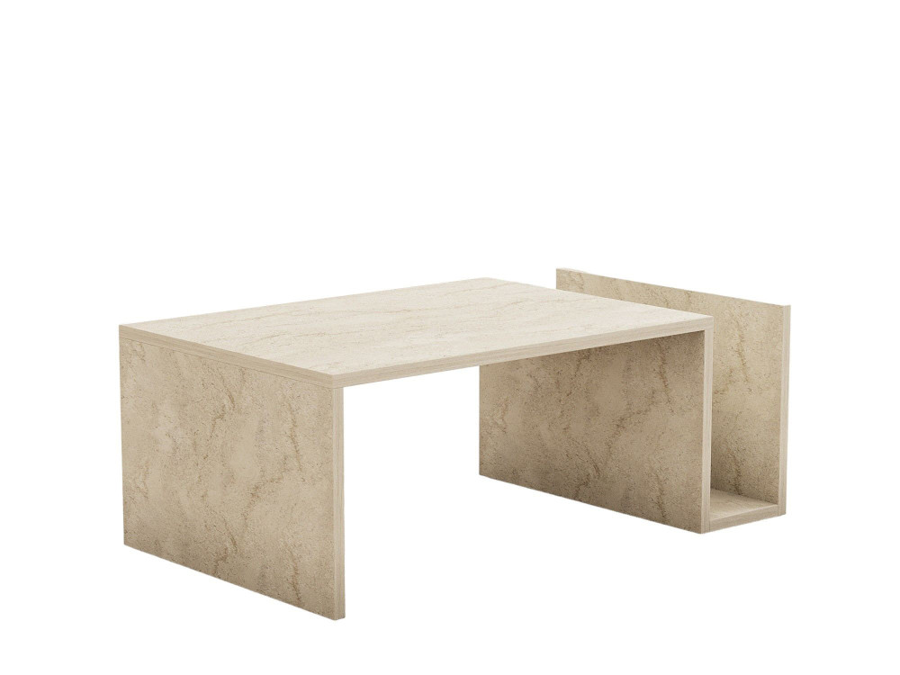 Couchtisch „Memo“ aus Holz – 86 x 50 x 32 cm – Travertin