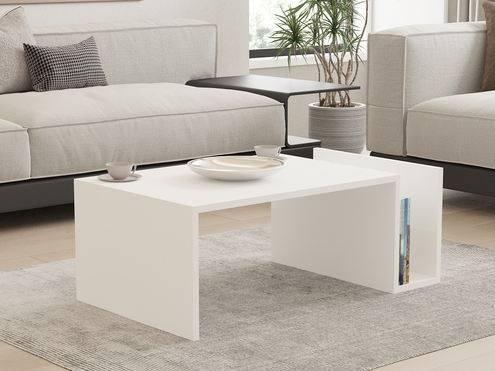 Couchtisch „Memo“ aus Holz – 86 x 50 x 32 cm – Weiß