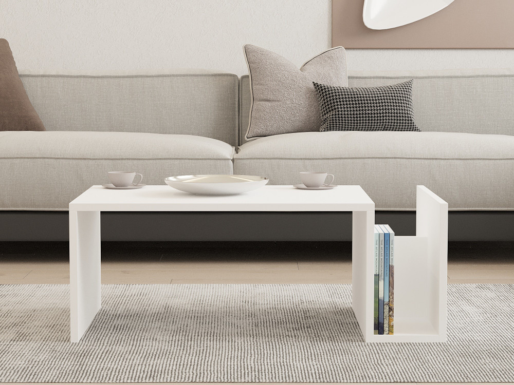 Couchtisch „Memo“ aus Holz – 86 x 50 x 32 cm – Weiß