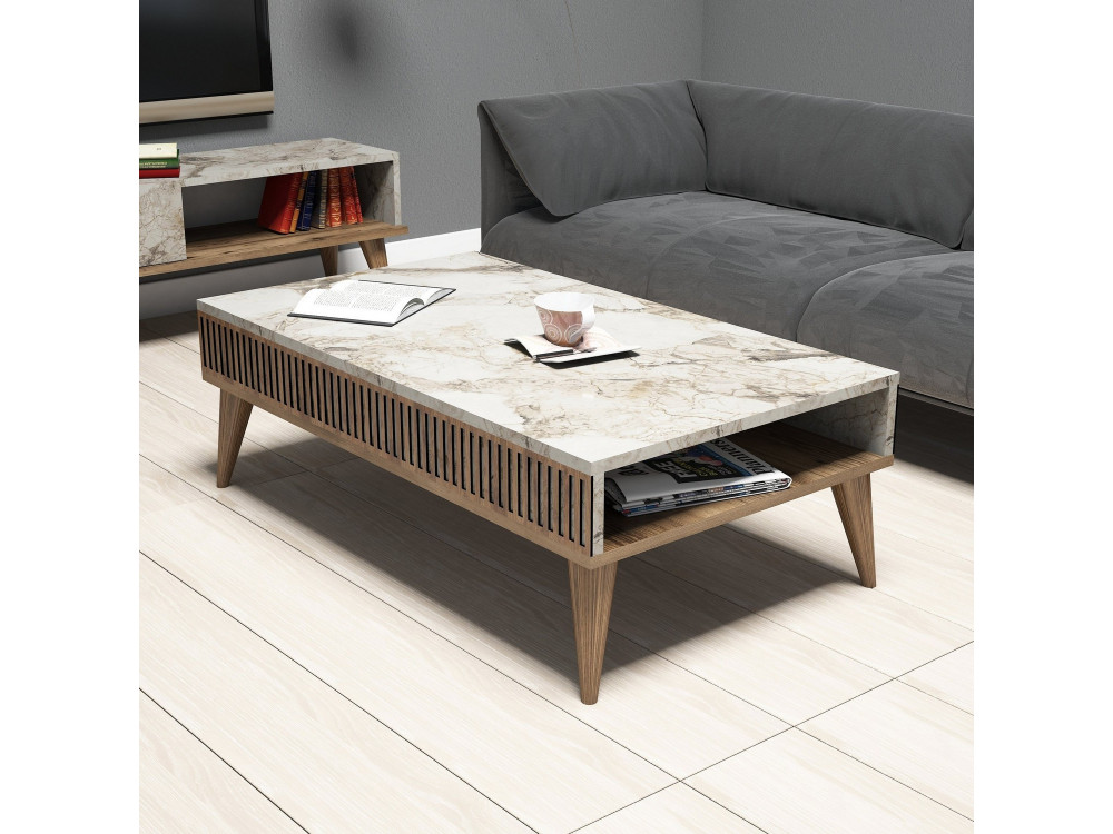Couchtisch „Milan“ aus Holz – 105 x 60 x 34 cm – Weißwalnuss