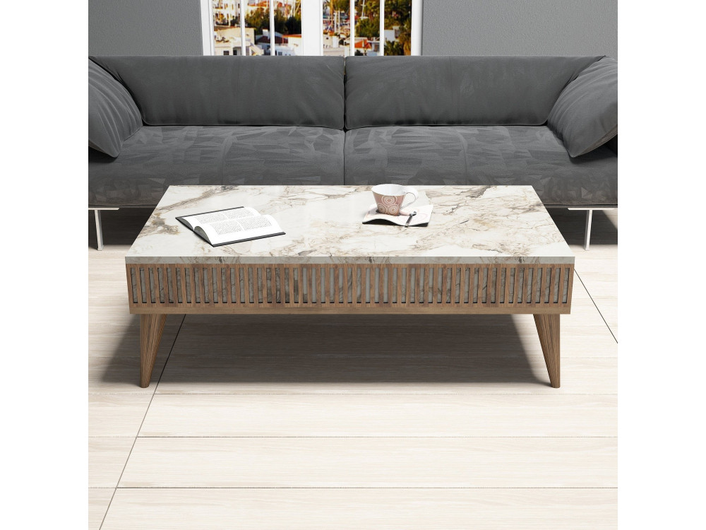 Couchtisch „Milan“ aus Holz – 105 x 60 x 34 cm – Weißwalnuss