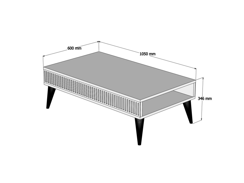 Couchtisch „Milan“ aus Holz – 105 x 60 x 34 cm – Weißwalnuss