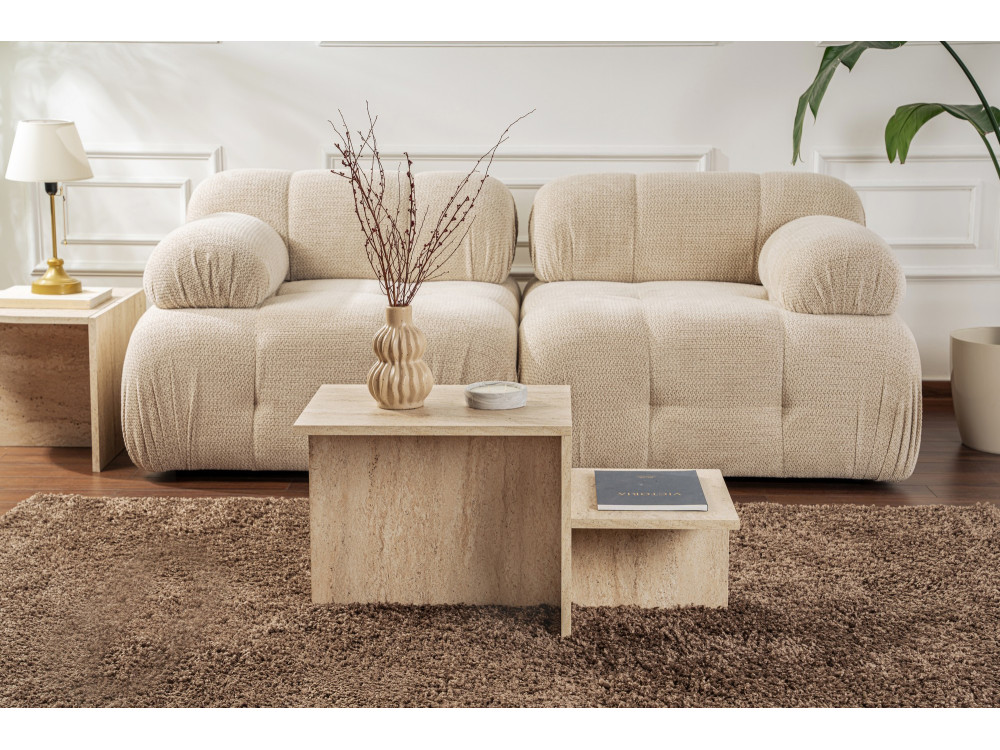 Couchtisch „Harmony“ aus Holz – 80 x 40 x 40 cm – Travertin
