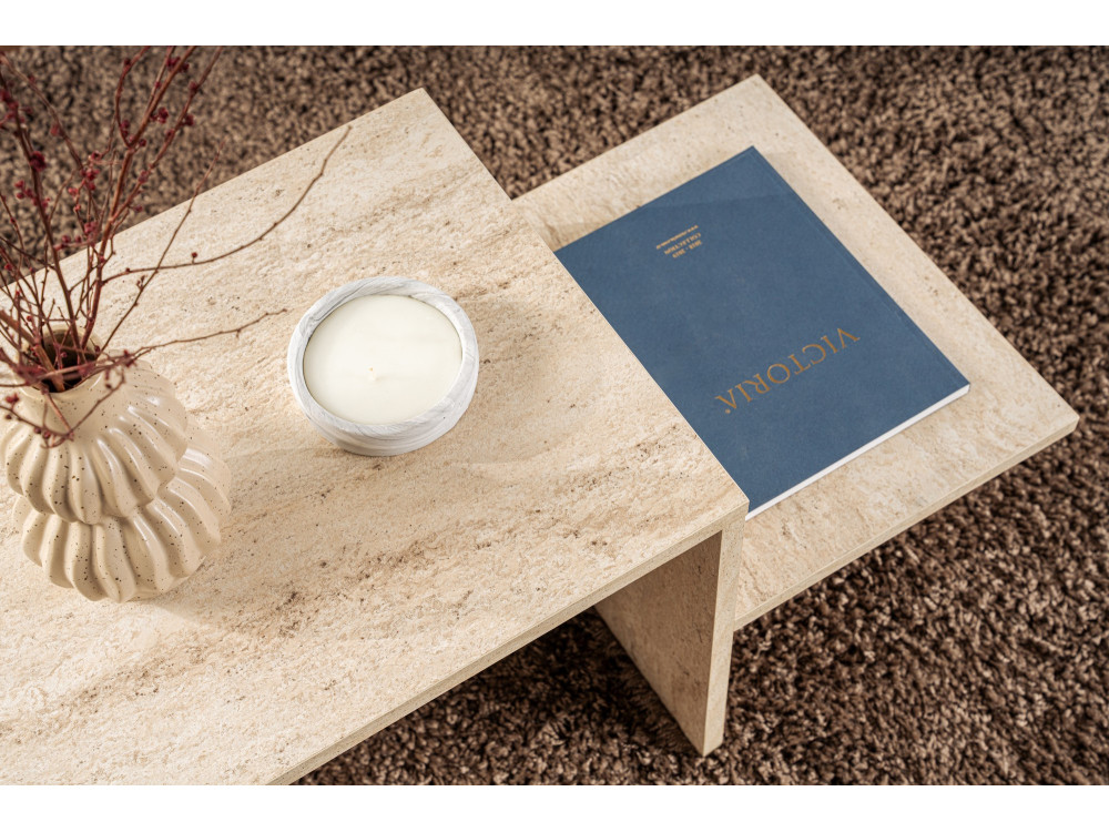 Couchtisch „Harmony“ aus Holz – 80 x 40 x 40 cm – Travertin