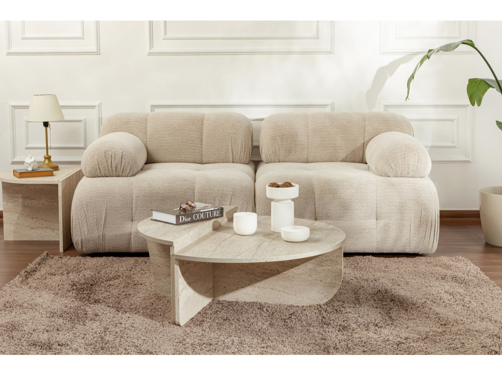 Couchtisch „Orion“ aus Holz – 90 x 60 x 30 cm – Travertin