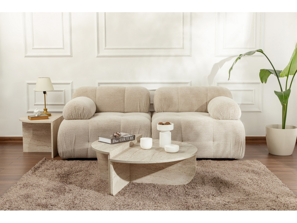 Couchtisch „Orion“ aus Holz – 90 x 60 x 30 cm – Travertin