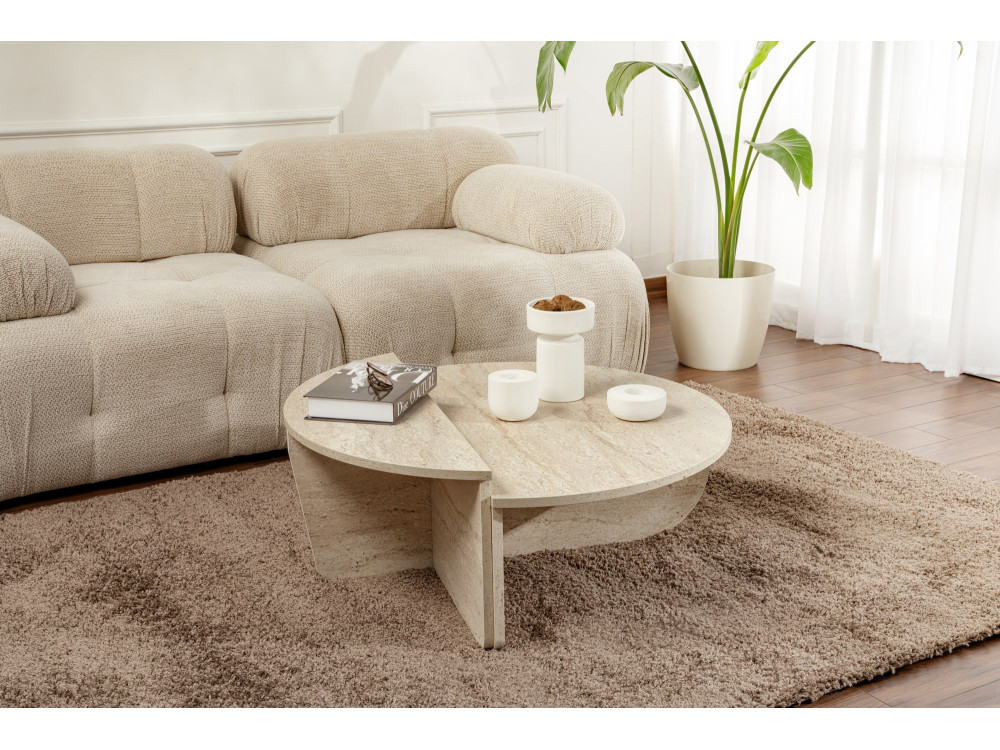 Couchtisch „Orion“ aus Holz – 90 x 60 x 30 cm – Travertin