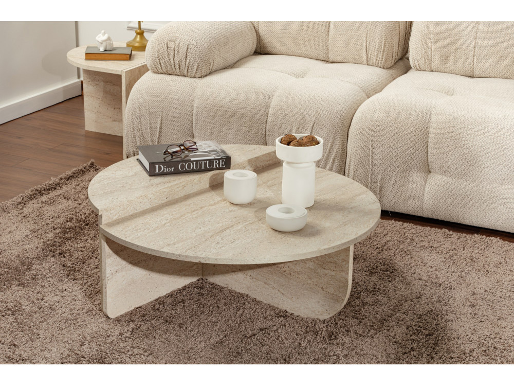 Couchtisch „Orion“ aus Holz – 90 x 60 x 30 cm – Travertin