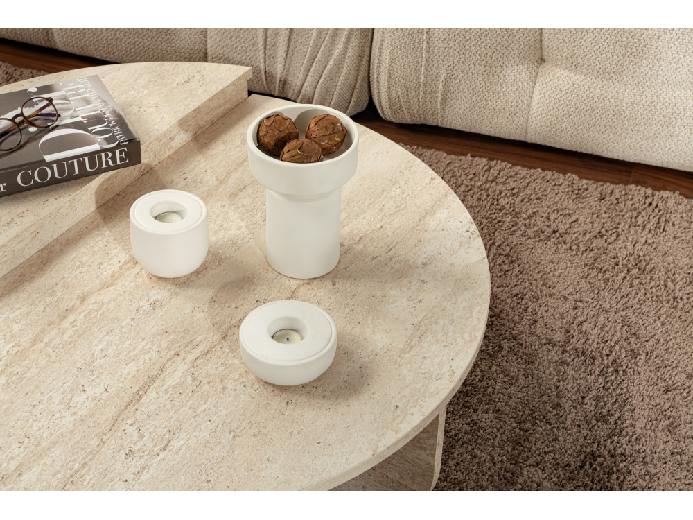 Couchtisch „Orion“ aus Holz – 90 x 60 x 30 cm – Travertin