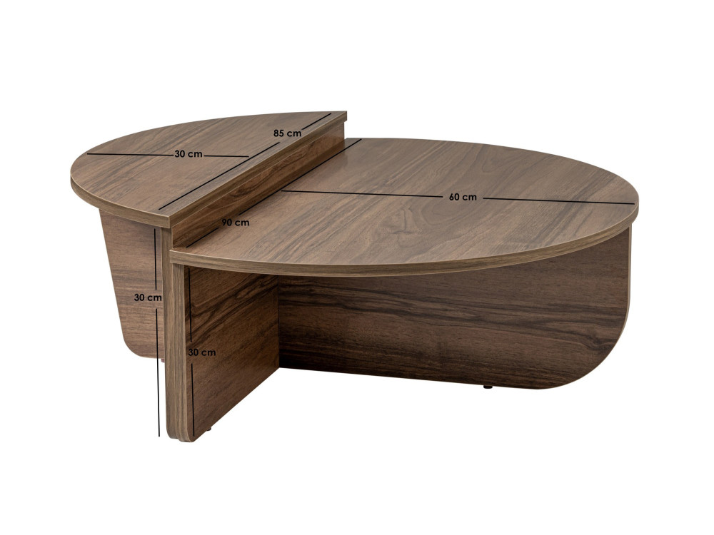 Couchtisch „Orion“ aus Holz – 90 x 60 x 30 cm – Walnuss