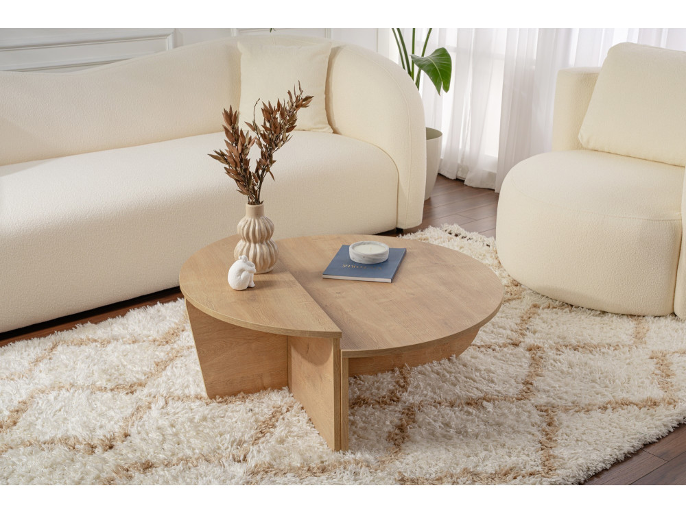 Couchtisch aus Holz „Orion“ – 90 x 60 x 30 cm - Honig-Eiche
