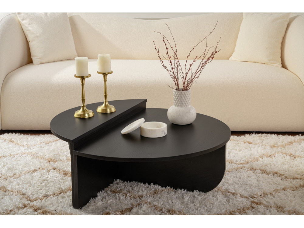 Couchtisch aus Holz „Orion“ – 90 x 60 x 30 cm – Schwarzes Holz