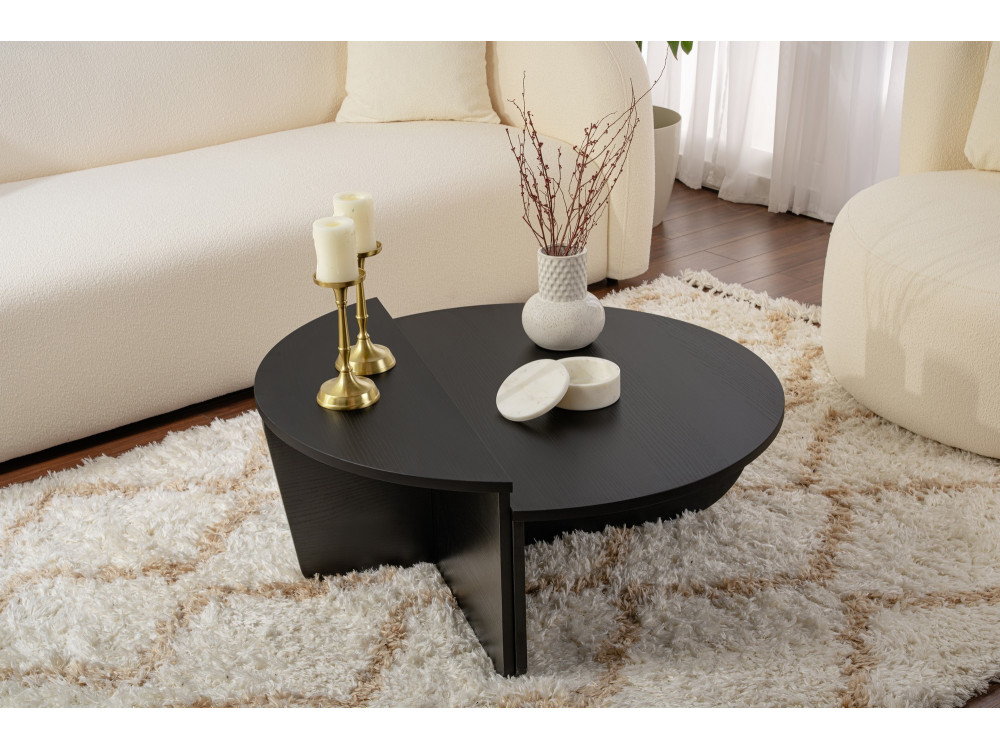 Couchtisch aus Holz „Orion“ – 90 x 60 x 30 cm – Schwarzes Holz