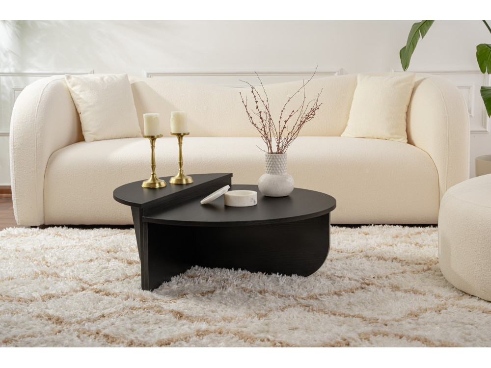 Couchtisch aus Holz „Orion“ – 90 x 60 x 30 cm – Schwarzes Holz