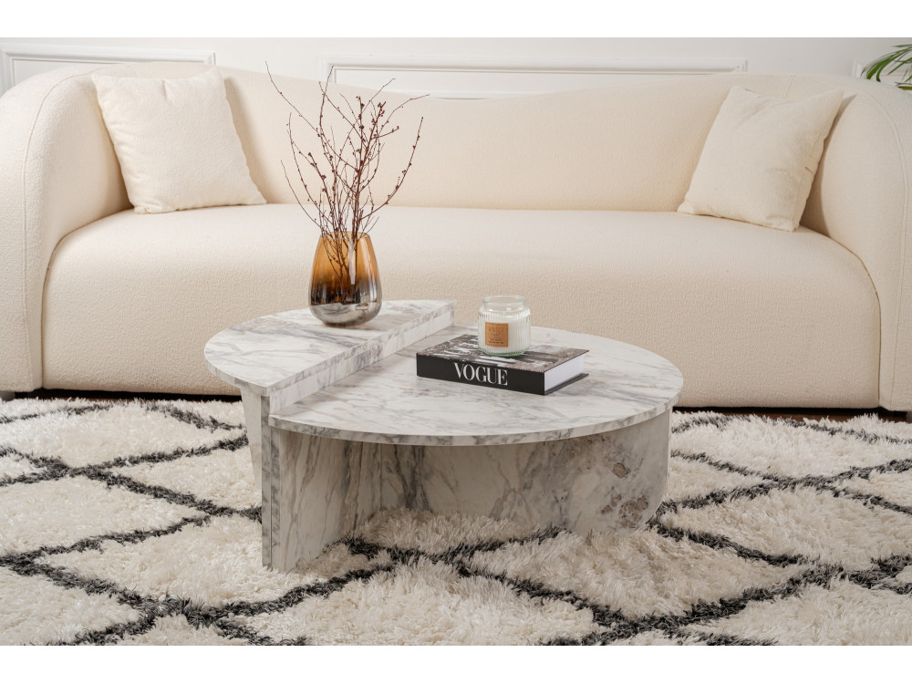 Couchtisch aus Holz "Orion" 90 x 60 x 30 cm - Freesia Marmor