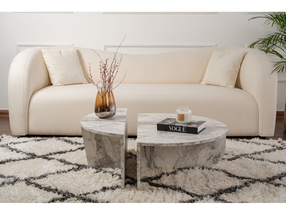Couchtisch aus Holz "Orion" 90 x 60 x 30 cm - Freesia Marmor