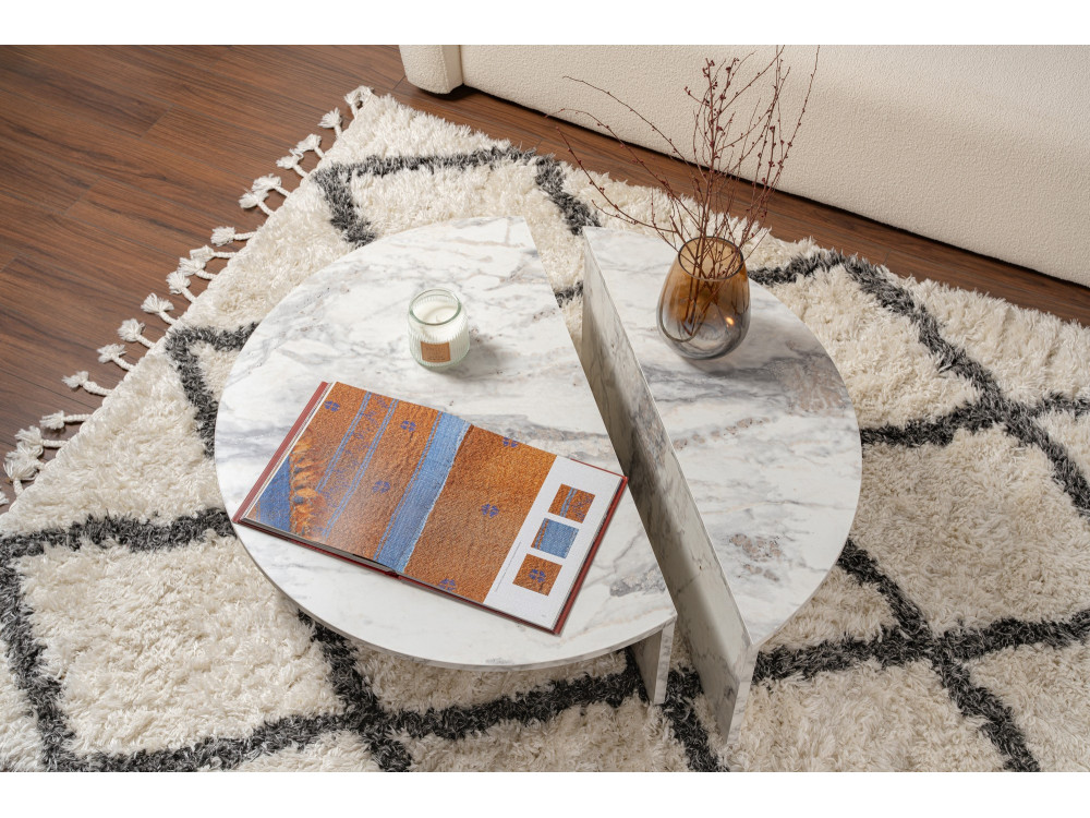 Couchtisch aus Holz "Orion" 90 x 60 x 30 cm - Freesia Marmor