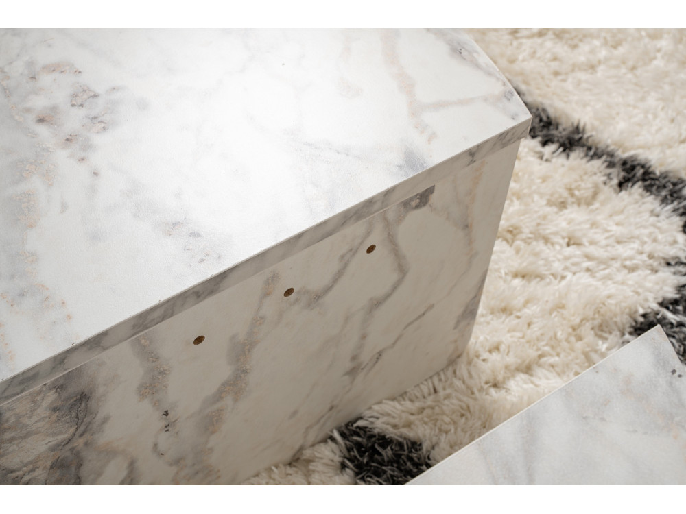 Couchtisch aus Holz "Orion" 90 x 60 x 30 cm - Freesia Marmor