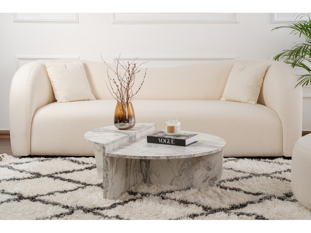 Couchtisch aus Holz "Orion" 90 x 60 x 30 cm - Freesia Marmor