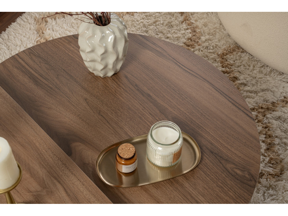 Holz Couchtisch "Orion" 90 x 60 x 30 cm - Nussbaum