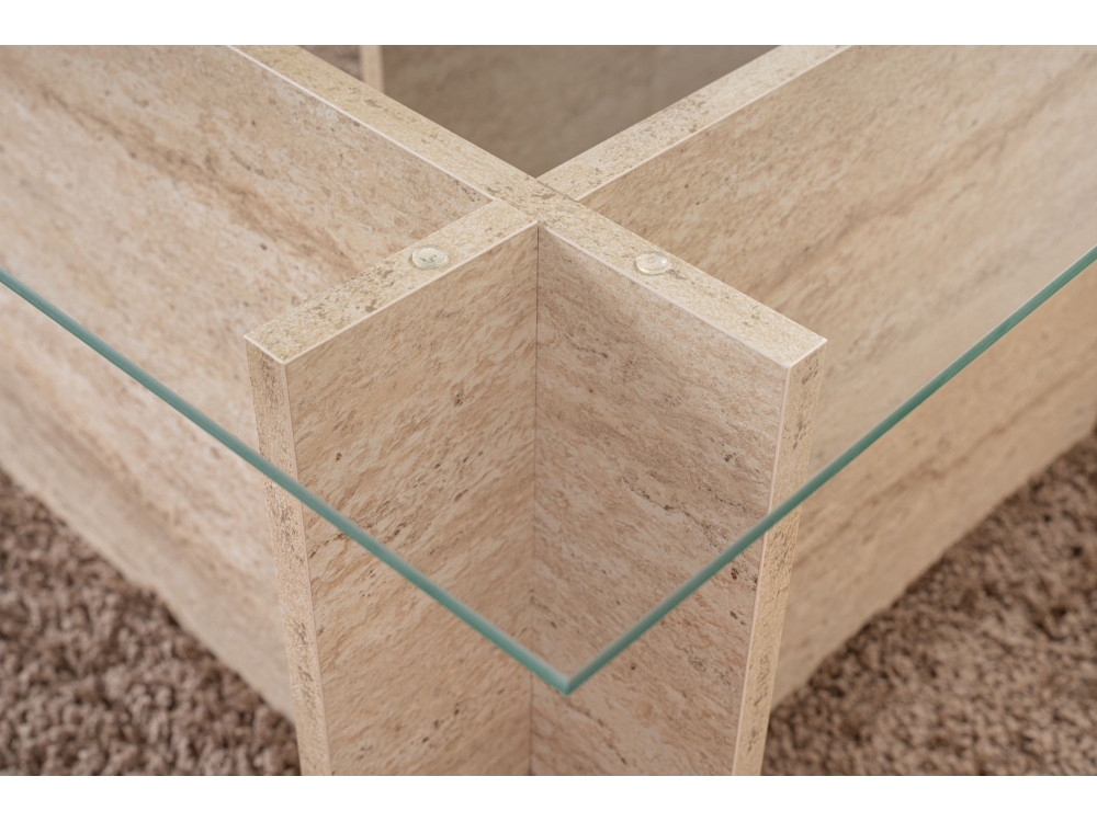 Couchtisch „Vetrino“ aus Holz – 105 x 65 x 40 cm – Travertin