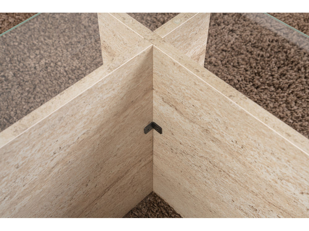 Couchtisch „Vetrino“ aus Holz – 105 x 65 x 40 cm – Travertin