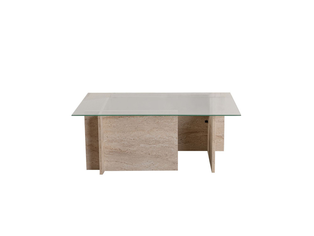 Couchtisch „Vetrino“ aus Holz – 105 x 65 x 40 cm – Travertin