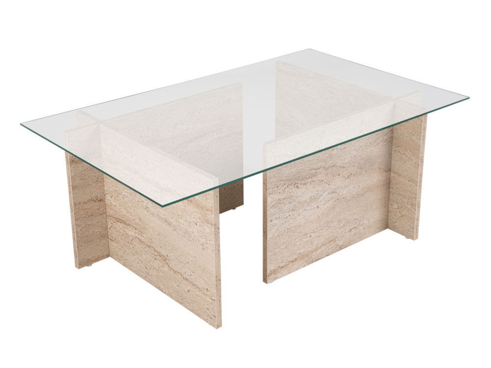 Couchtisch „Vetrino“ aus Holz – 105 x 65 x 40 cm – Travertin