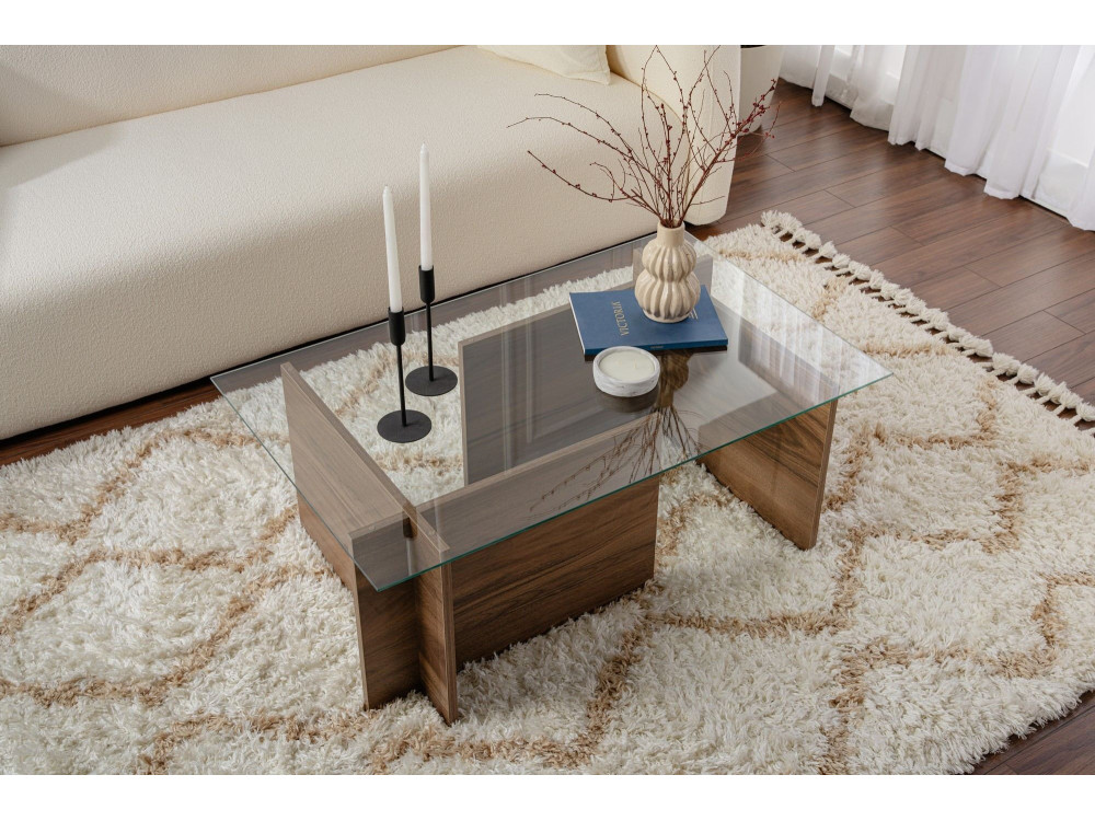 Couchtisch „Vetrino“ aus Holz – 105 x 65 x 40 cm – Walnuss