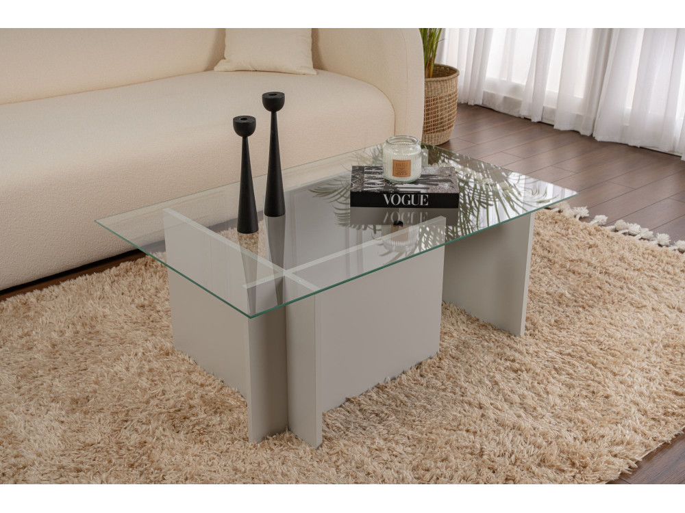 Couchtisch aus Glas "Vetrino" 105 x 65 x 40 cm - Grau