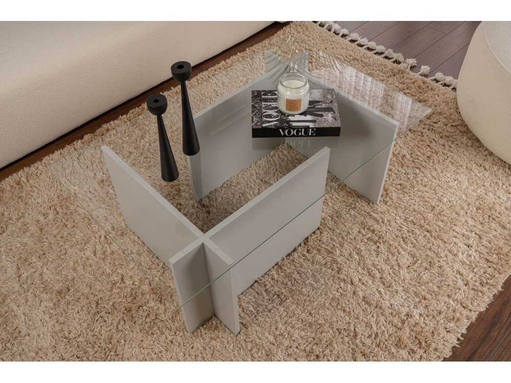 Couchtisch aus Glas "Vetrino" 105 x 65 x 40 cm - Grau