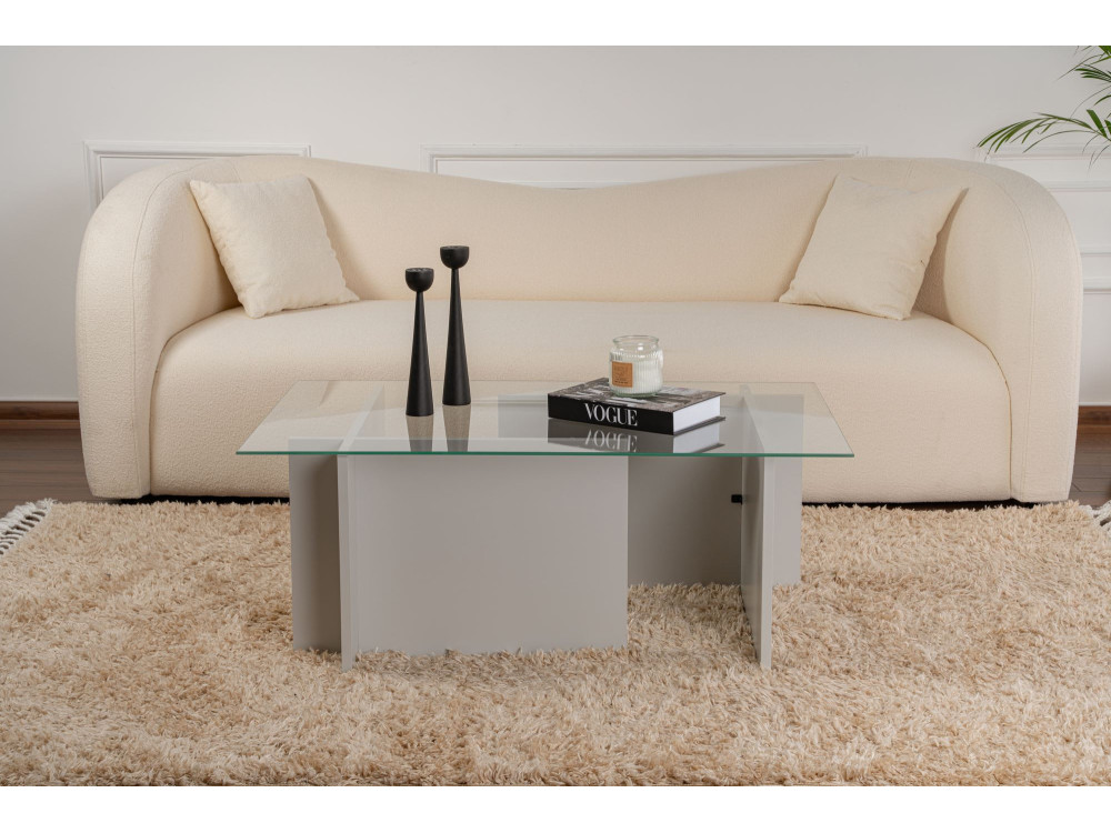 Couchtisch aus Glas "Vetrino" 105 x 65 x 40 cm - Grau