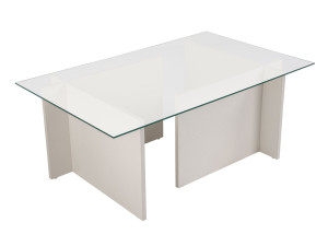 Couchtisch aus Glas "Vetrino" 105 x 65 x 40 cm - Weißes Holz