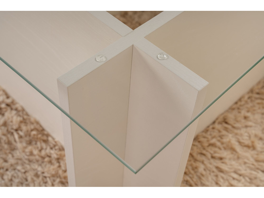 Couchtisch aus Glas "Vetrino" 105 x 65 x 40 cm - Weißes Holz