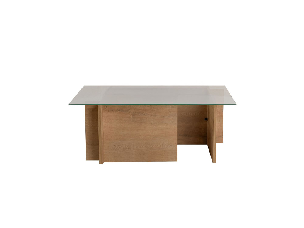 Glas-Couchtisch "Vetrino" 105 x 65 x 40 cm - Honigeiche